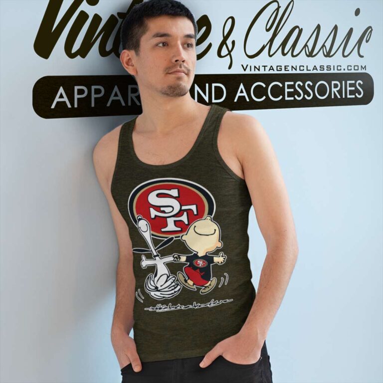 Snoopy Charlie Brown Happy San Francisco 49ers Tank Top Racerback Snoopy Charlie Brown Happy San Francisco 49ers Tank Top Racerback