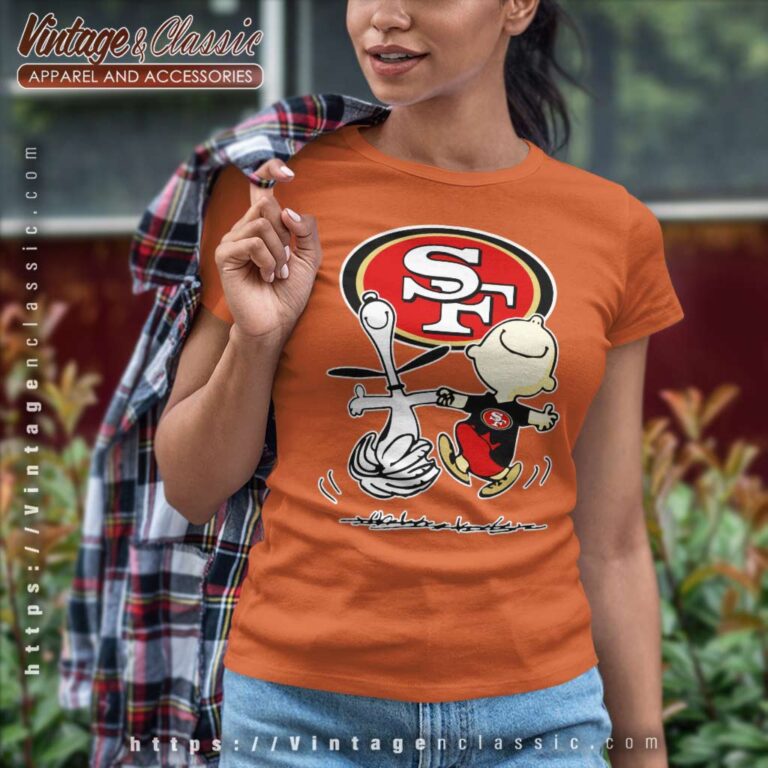 Snoopy Charlie Brown Happy San Francisco 49ers Women TShirt Snoopy Charlie Brown Happy San Francisco 49ers Women TShirt