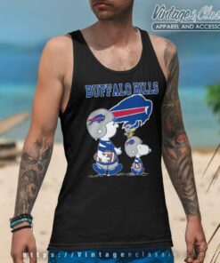 Snoopy Charlie Brown Hug Rugby Buffalo Bills Tank Top Racerback