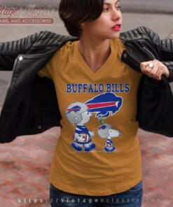 Snoopy Charlie Brown Hug Rugby Buffalo Bills V Neck TShirt