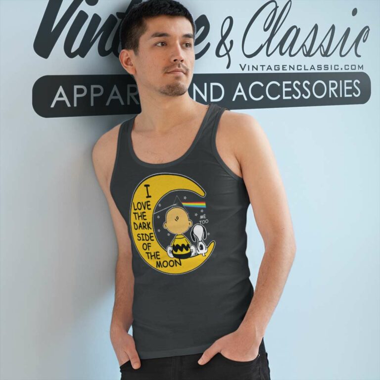 Snoopy Charlie Brown I Love The Dark Side Of The Moon Tank Top Racerback Snoopy Charlie Brown I Love The Dark Side Of The Moon Tank Top Racerback