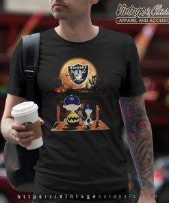 Snoopy Charlie Brown Las Vegas Raiders Pumpkin Halloween Moon T Shirt