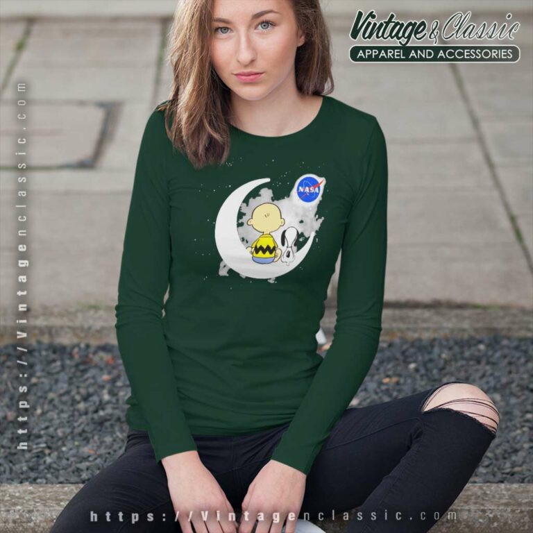 Snoopy Charlie Brown Moon Nasa Long Sleeve Tee Snoopy Charlie Brown Moon Nasa Long Sleeve Tee