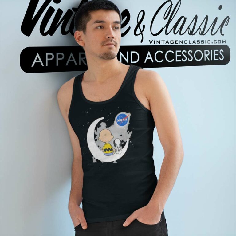 Snoopy Charlie Brown Moon Nasa Tank Top Racerback Snoopy Charlie Brown Moon Nasa Tank Top Racerback