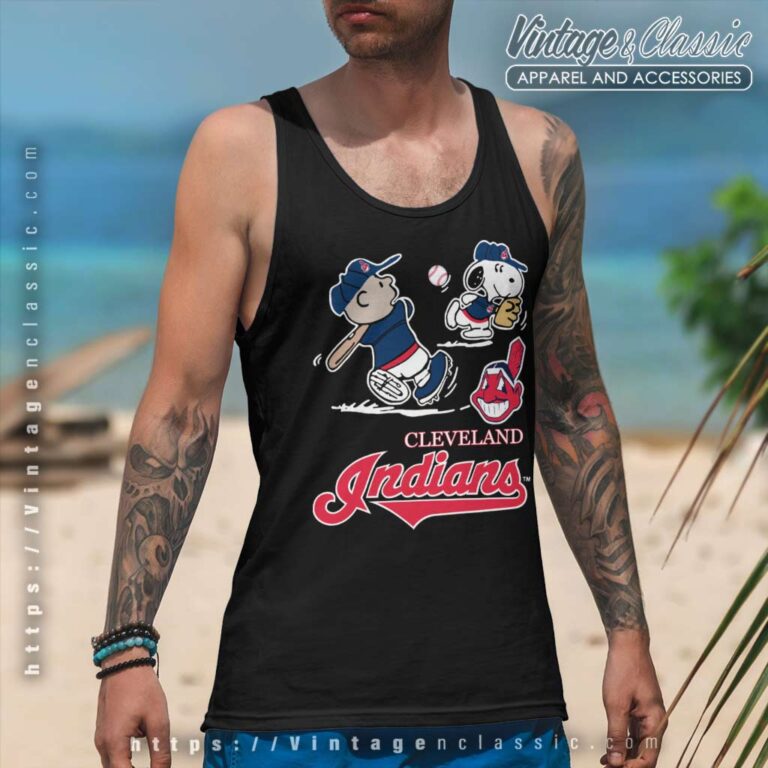 Snoopy Charlie Brown Playing Baseball Cleveland Indians Tank Top Racerback Snoopy Charlie Brown Playing Baseball Cleveland Indians Tank Top Racerback