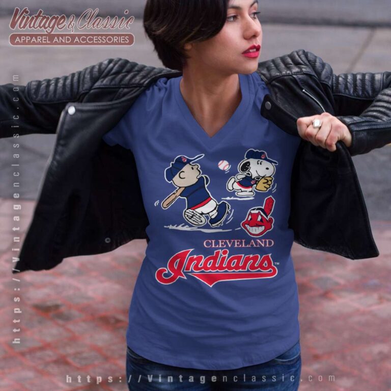 Snoopy Charlie Brown Playing Baseball Cleveland Indians V Neck TShirt Snoopy Charlie Brown Playing Baseball Cleveland Indians V Neck TShirt