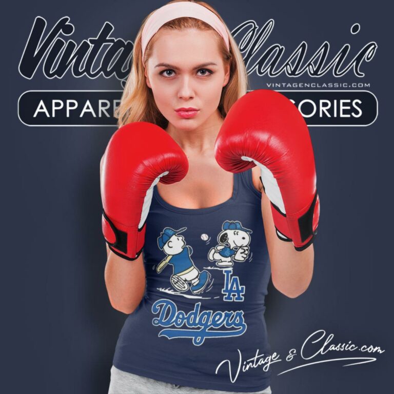 Snoopy Charlie Brown Playing Baseball Los Angeles Dodgers Tank Top Racerback Snoopy Charlie Brown Playing Baseball Los Angeles Dodgers Tank Top Racerback