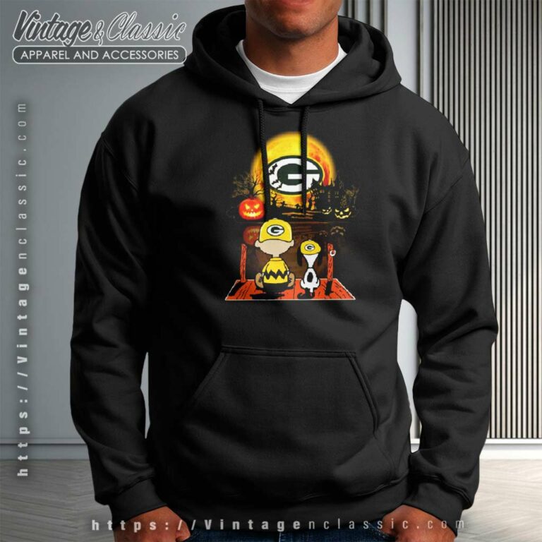 Snoopy Charlie Brown Pumpkin Green Bay Packers Halloween Moon Hoodie Snoopy Charlie Brown Pumpkin Green Bay Packers Halloween Moon Hoodie