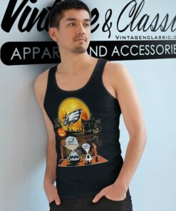 Snoopy Charlie Brown Pumpkin Philadelphia Eagles Halloween Moon Tank Top Racerback