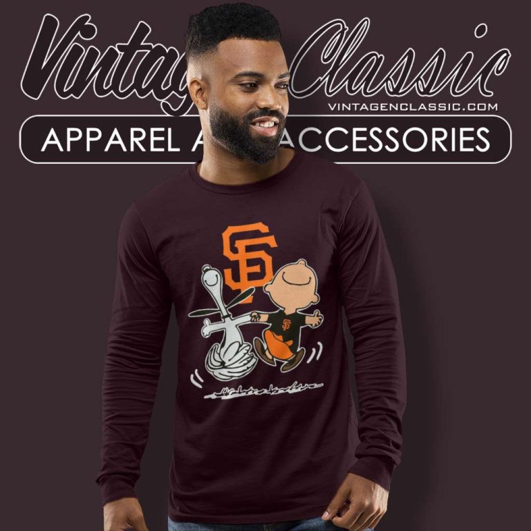 Snoopy Charlie Brown San Francisco Giants Long Sleeve Tee Snoopy Charlie Brown San Francisco Giants Long Sleeve Tee
