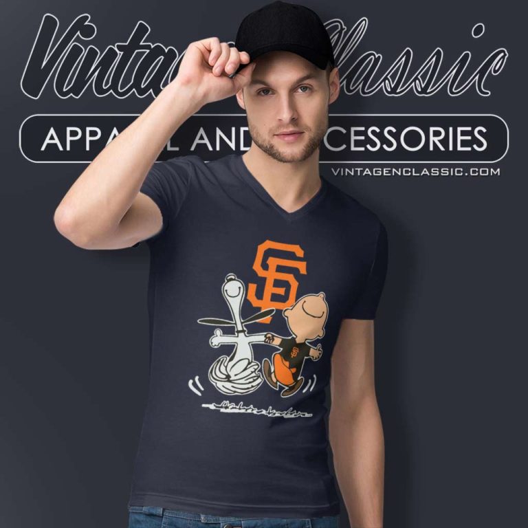 Snoopy Charlie Brown San Francisco Giants V Neck TShirt Snoopy Charlie Brown San Francisco Giants V Neck TShirt