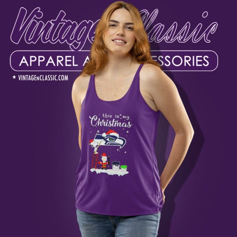 Snoopy Charlie Brown Santa Seattle Seahawks Christmas Tank Top Racerback Snoopy Charlie Brown Santa Seattle Seahawks Christmas Tank Top Racerback