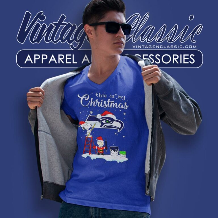 Snoopy Charlie Brown Santa Seattle Seahawks Christmas V Neck TShirt Snoopy Charlie Brown Santa Seattle Seahawks Christmas V Neck TShirt