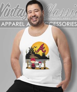 Snoopy Charlie Brown Sit Under Moon Atlanta Braves Halloween Tank Top Racerback