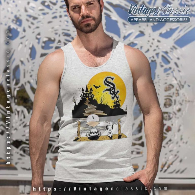 Snoopy Charlie Brown Sit Under Moon Chicago White Sox Halloween Tank Top Racerback Snoopy Charlie Brown Sit Under Moon Chicago White Sox Halloween Tank Top Racerback