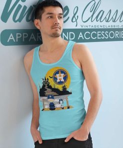 Snoopy Charlie Brown Sit Under Moon Houston Astros Halloween Tank Top Racerback
