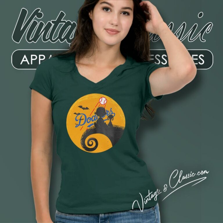 Snoopy Charlie Brown Under Moon Los Angeles Dodgers Halloween V Neck TShirt Snoopy Charlie Brown Under Moon Los Angeles Dodgers Halloween V Neck TShirt