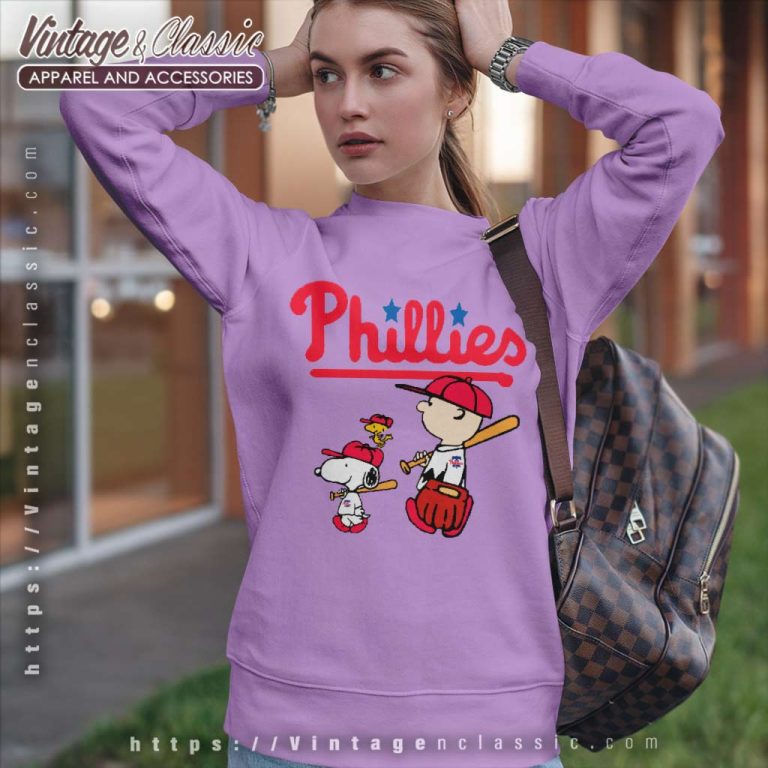 Snoopy Charlie Brown Walking Philadelphia Phillies Sweatshirt Snoopy Charlie Brown Walking Philadelphia Phillies Sweatshirt