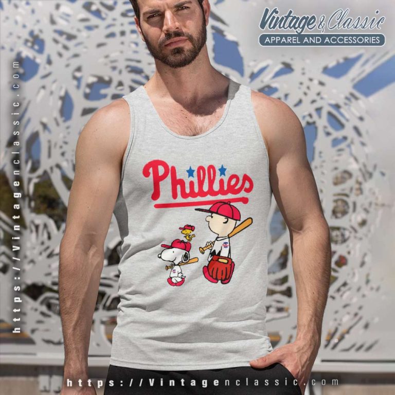 Snoopy Charlie Brown Walking Philadelphia Phillies Tank Top Racerback Snoopy Charlie Brown Walking Philadelphia Phillies Tank Top Racerback