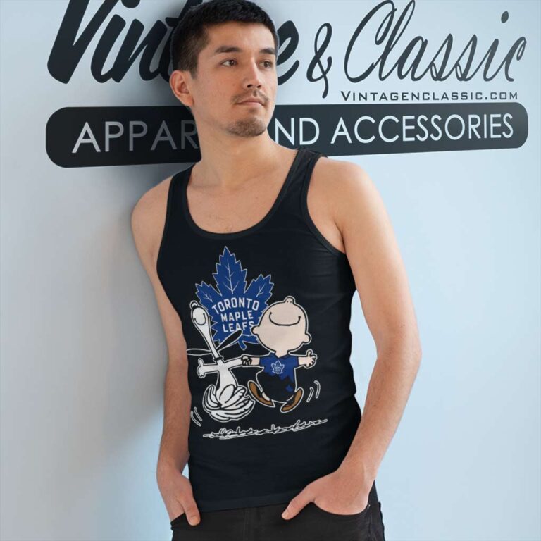 Snoopy Charlie Brown Toronto Maple Leafs Dancing Tank Top Racerback Snoopy Charlie Brown Toronto Maple Leafs Dancing Tank Top Racerback