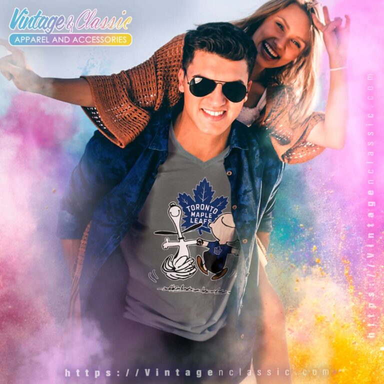 Snoopy Charlie Brown Toronto Maple Leafs Dancing V Neck TShirt Snoopy Charlie Brown Toronto Maple Leafs Dancing V Neck TShirt