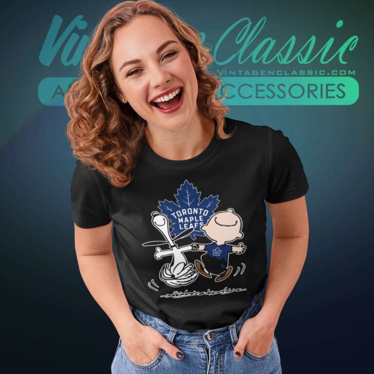 Snoopy Charlie Brown Toronto Maple Leafs Dancing Women TShirt Snoopy Charlie Brown Toronto Maple Leafs Dancing Women TShirt