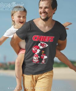 Snoopy Charlie Playing Kansas City Chiefs V Neck TShirt