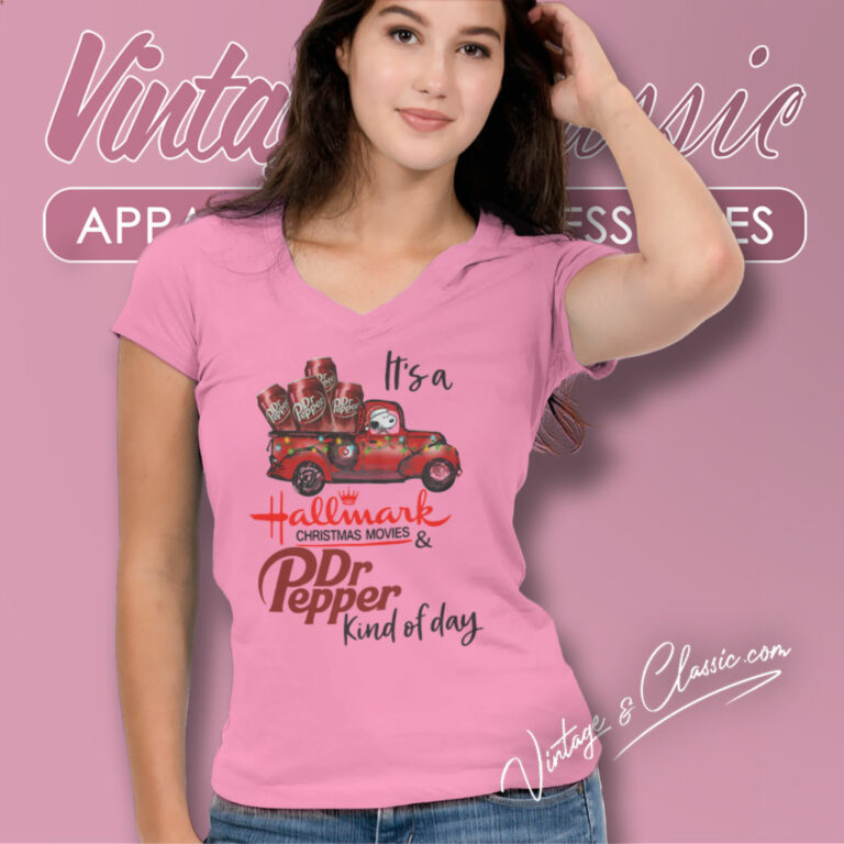 Snoopy Christmas Dr Pepper Kind Of Day Hallmark Christmas Movie V Neck TShirt Snoopy Christmas Dr Pepper Kind Of Day Hallmark Christmas Movie V Neck TShirt