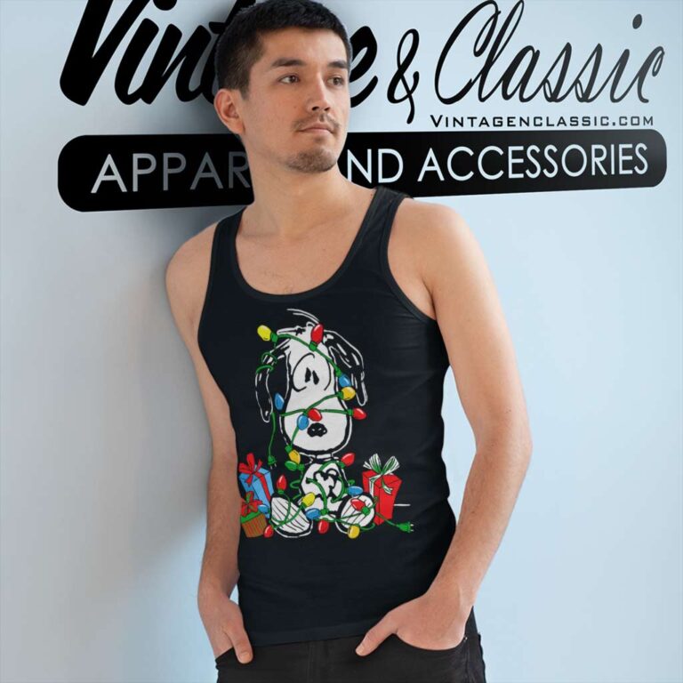 Snoopy Christmas Lights Holiday Tank Top Racerback Snoopy Christmas Lights Holiday Tank Top Racerback
