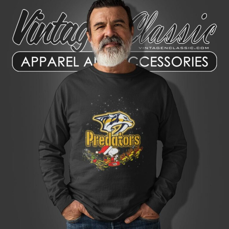 Snoopy Christmas Nashville Predators Long Sleeve Tee Snoopy Christmas Nashville Predators Long Sleeve Tee