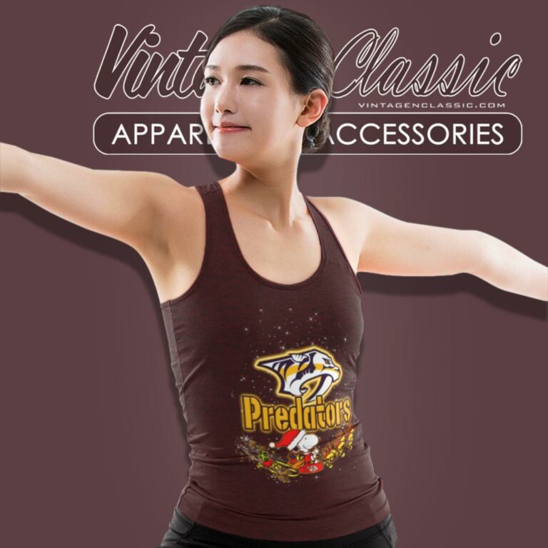 Snoopy Christmas Nashville Predators Tank Top Racerback Snoopy Christmas Nashville Predators Tank Top Racerback