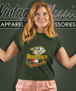 Snoopy Christmas Nashville Predators Women T Shirt