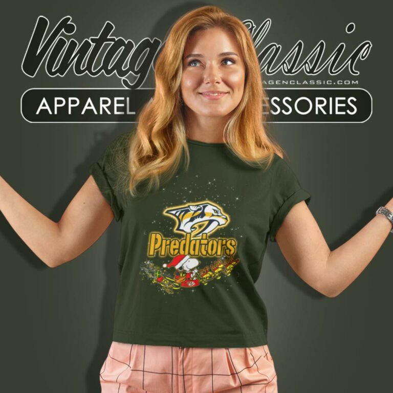 Snoopy Christmas Nashville Predators Women T Shirt Snoopy Christmas Nashville Predators Women T Shirt