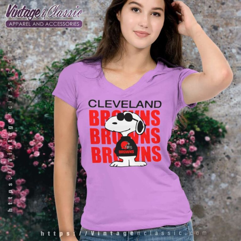 Snoopy Cleveland Browns Browns Repeat V Neck TShirt Snoopy Cleveland Browns Browns Repeat V Neck TShirt