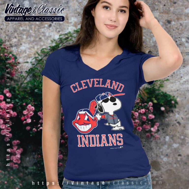 Snoopy Cleveland Indians Mlb Baseball V Neck TShirt Snoopy Cleveland Indians Mlb Baseball V Neck TShirt