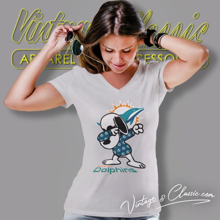 Snoopy Dabbing Miami Dolphins Shirt V Neck TShirt Snoopy Dabbing Miami Dolphins Shirt V Neck TShirt
