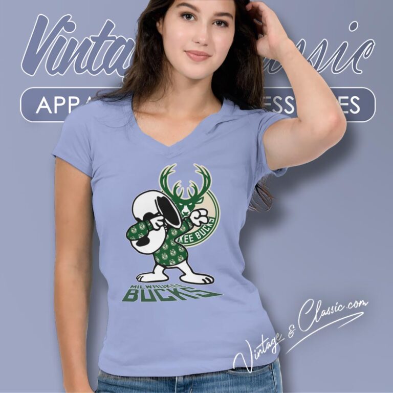 Snoopy Dabbing Milwaukee Bucks Shirt V Neck TShirt Snoopy Dabbing Milwaukee Bucks Shirt V Neck TShirt