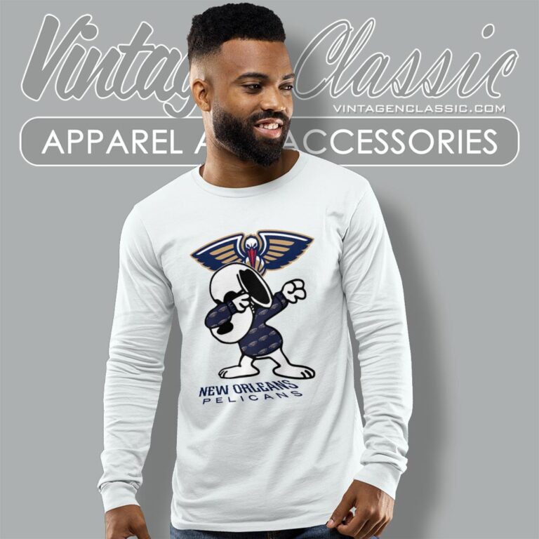 Snoopy Dabbing New Orleans Pelicans Shirt Long Sleeve Tee Snoopy Dabbing New Orleans Pelicans Shirt Long Sleeve Tee