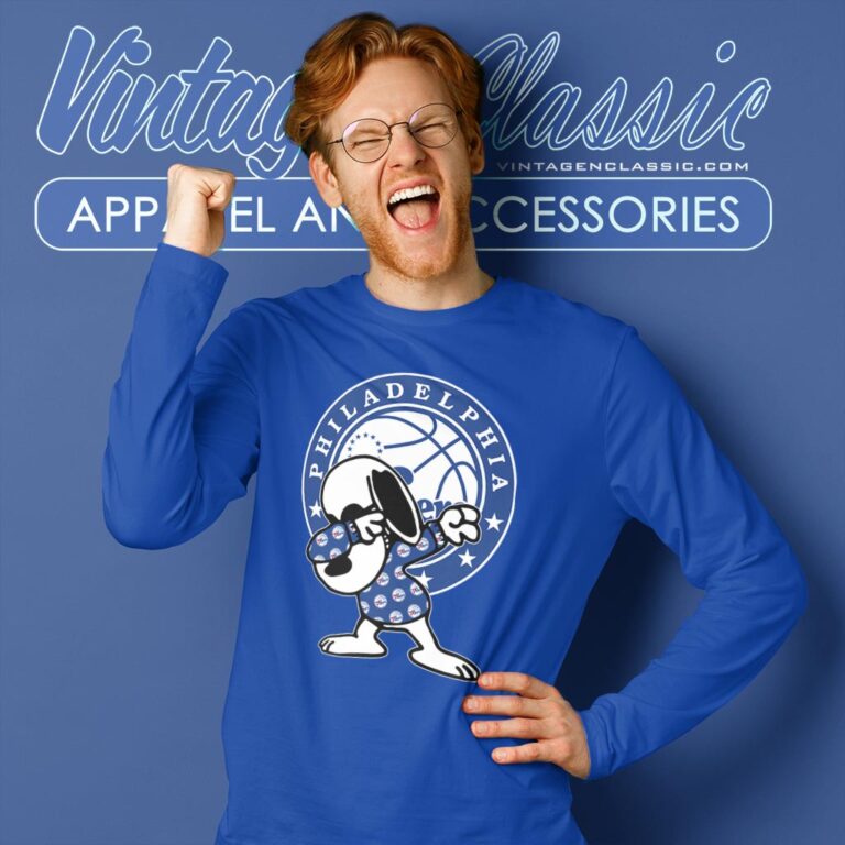 Snoopy Dabbing Philadelphia 76ers Shirt Long Sleeve Tee Snoopy Dabbing Philadelphia 76ers Shirt Long Sleeve Tee