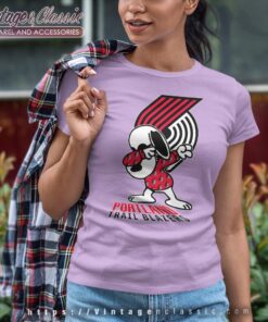 Snoopy Dabbing Portland Trail Blazers Shirt Women T shirt