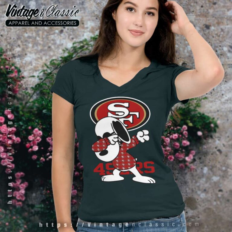 Snoopy Dabbing San Francisco 49ers V Neck TShirt Snoopy Dabbing San Francisco 49ers V Neck TShirt