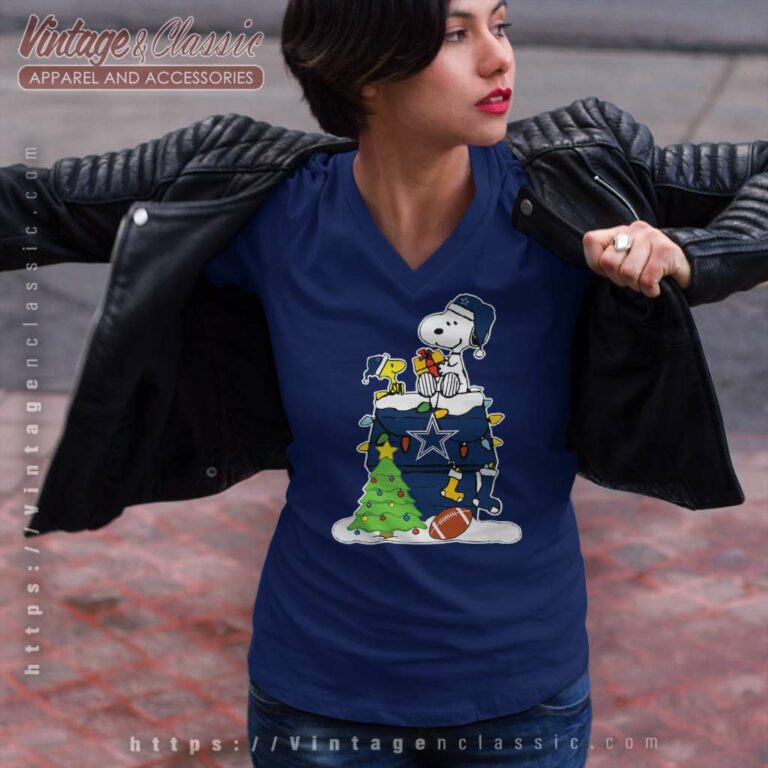 Snoopy Dallas Cowboys Christmas V Neck TShirt Snoopy Dallas Cowboys Christmas V Neck TShirt