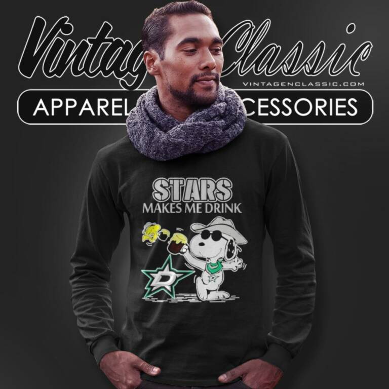 Snoopy Dallas Stars Make Me Drink Long Sleeve Tee Snoopy Dallas Stars Make Me Drink Long Sleeve Tee