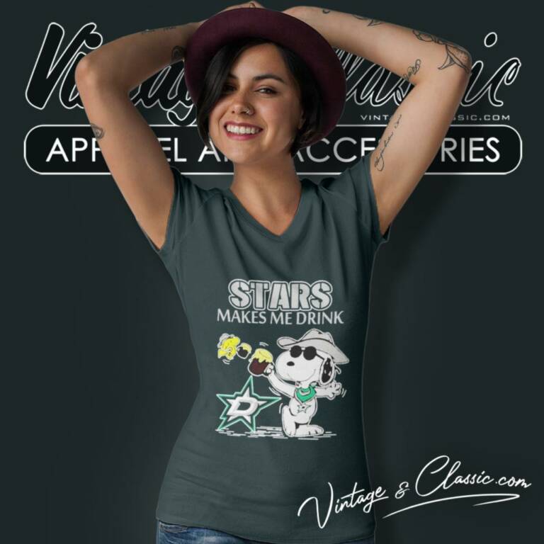 Snoopy Dallas Stars Make Me Drink V Neck TShirt Snoopy Dallas Stars Make Me Drink V Neck TShirt