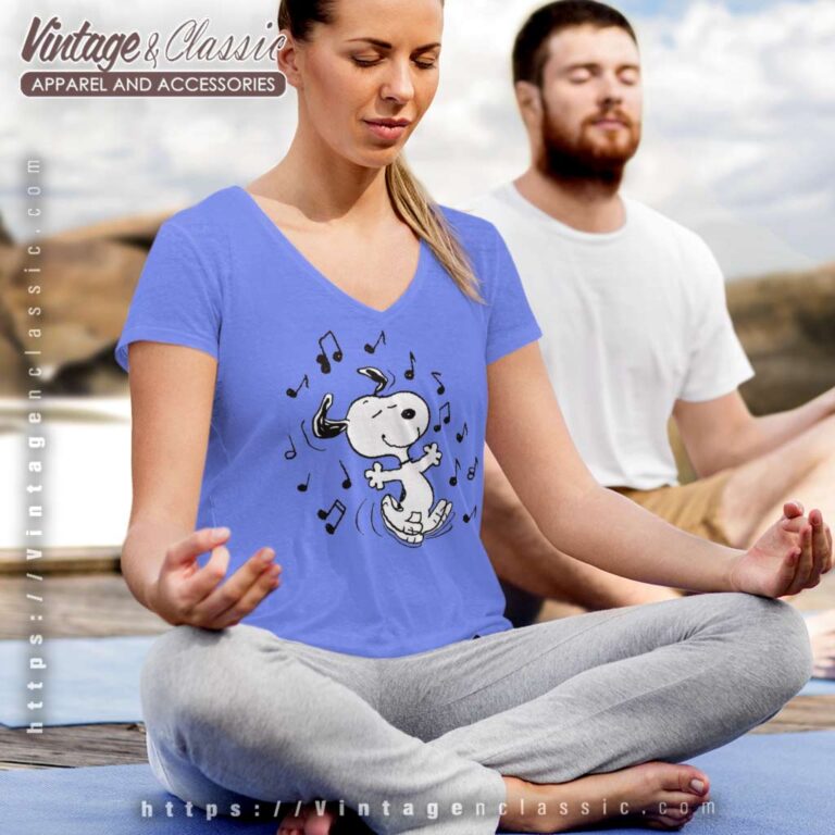 Snoopy Dancing Peanuts V Neck TShirt Snoopy Dancing Peanuts V Neck TShirt