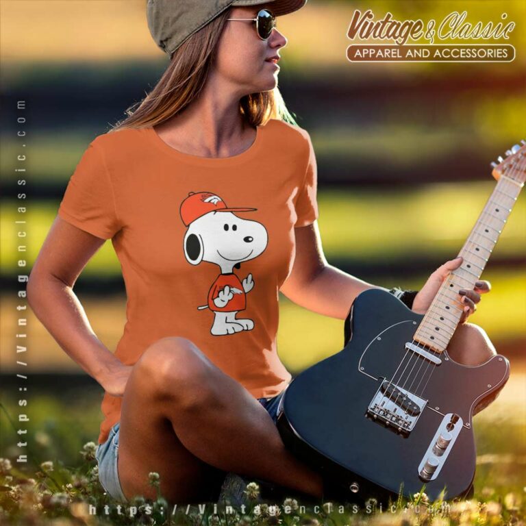 Snoopy Denver Broncos Double Middle Fingers Women TShirt Snoopy Denver Broncos Double Middle Fingers Women TShirt