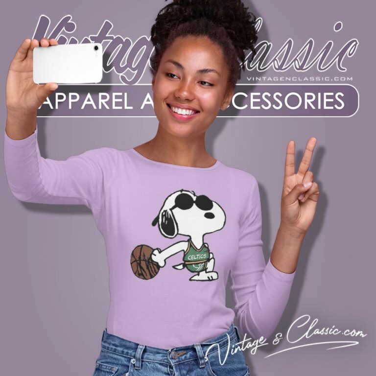 Snoopy Dog Boston Celtics Basketball Long Sleeve Tee Snoopy Dog Boston Celtics Basketball Long Sleeve Tee