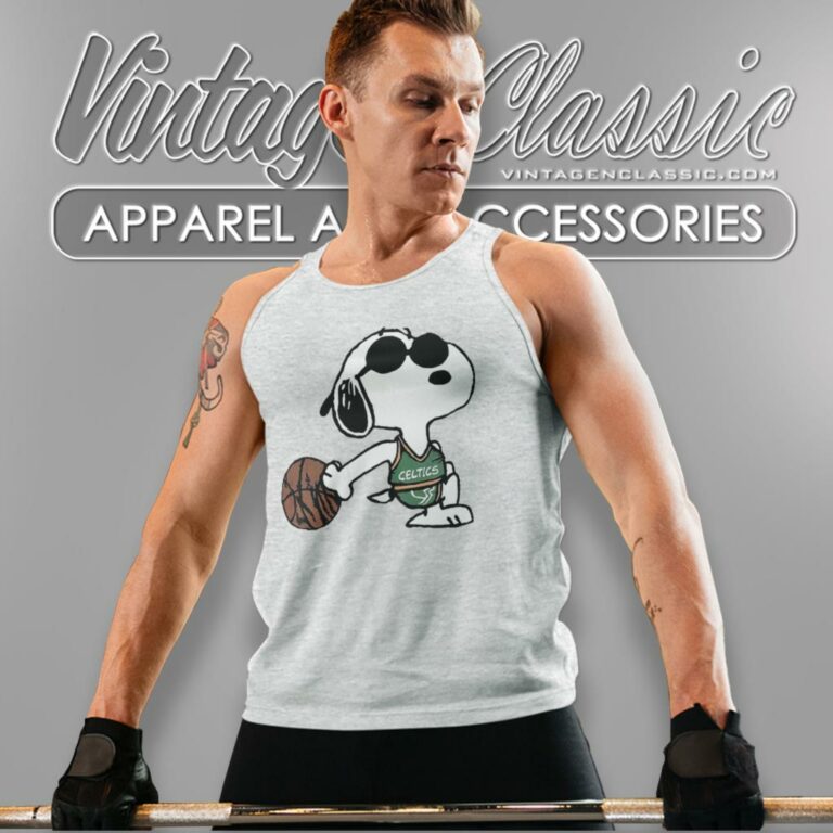 Snoopy Dog Boston Celtics Basketball Tank Top Racerback Snoopy Dog Boston Celtics Basketball Tank Top Racerback