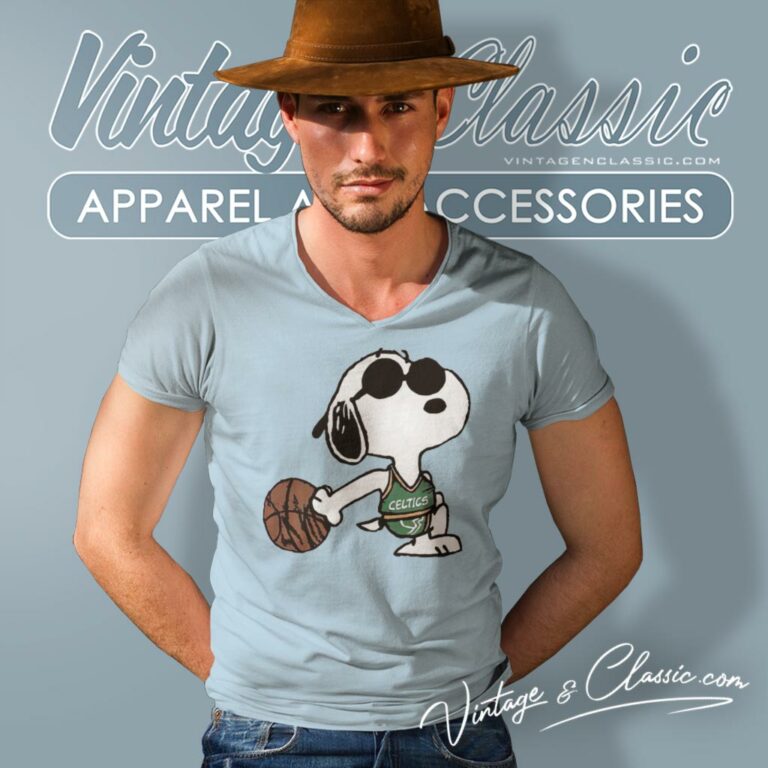 Snoopy Dog Boston Celtics Basketball V Neck TShirt Snoopy Dog Boston Celtics Basketball V Neck TShirt