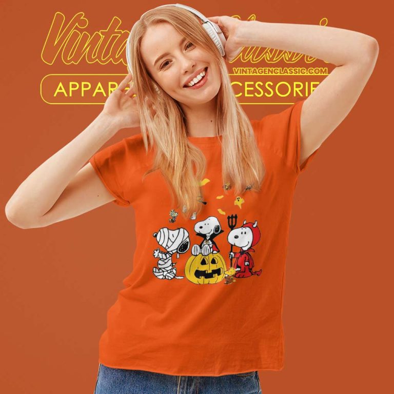 Snoopy Dog Halloween Peanuts Cartoon Women TShirt Snoopy Dog Halloween Peanuts Cartoon Women TShirt